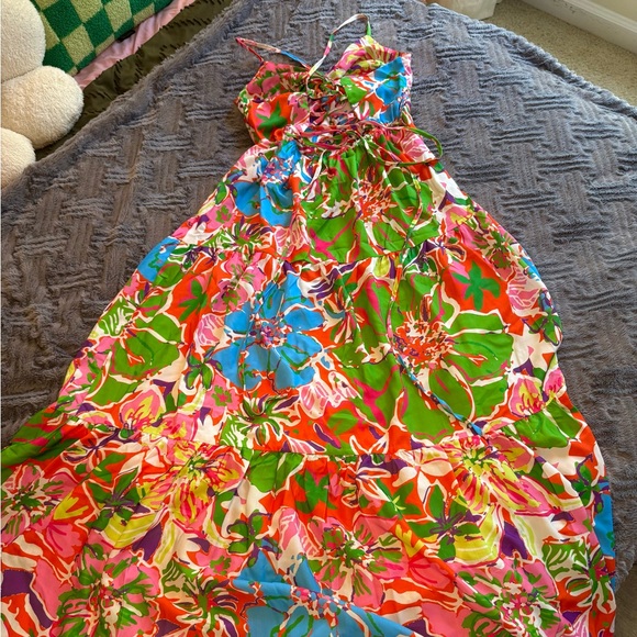 Women’s Bright Floral Tie Dress - Picture 3 of 5